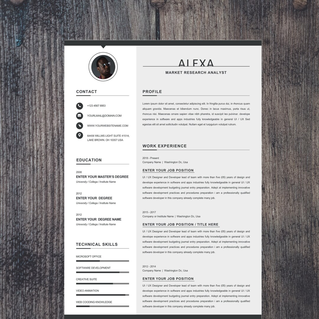 Clean Resume Template for Word Pages Photoshop and - Etsy