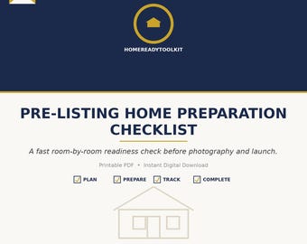 Pre-Listing Checklist Printable | Room by Room Home Prep Before Photos & Showings | Digital Download