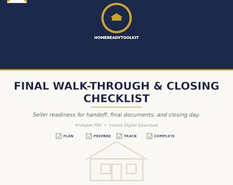 Final Walk Through Checklist Printable | Closing Day Planner | Home Seller Handoff Checklist | Digital Download