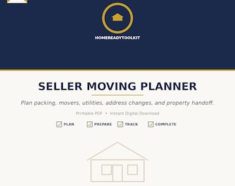 Seller Moving Checklist Printable | Home Sale Move Out Planner | Packing Utilities Address Change | Digital Download