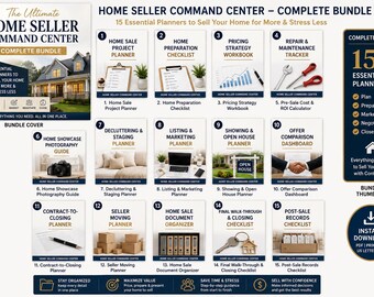 Home Seller Command Center Bundle | 15 Printable Real Estate Planners + Guide | Complete Home Selling System | Digital Download