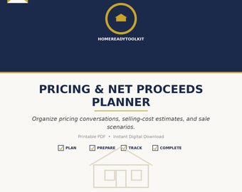 Home Pricing Worksheet Printable | Net Proceeds Calculator Planner | Real Estate Seller Tool | Digital Download