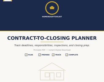Contract to Closing Checklist Printable | Real Estate Deadline Tracker | Home Seller Closing Planner | Digital Download