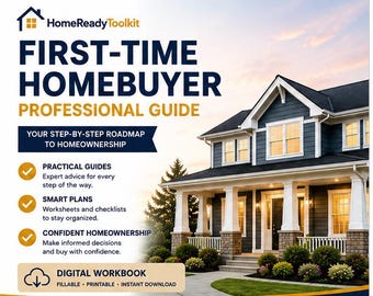 Guia, planejador, caderno de exercícios e kit de ferramentas para quem compra casa pela primeira vez (download digital)