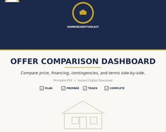 Offer Comparison Worksheet Printable | Real Estate Multiple Offers Dashboard | Compare Terms Side by Side | Digital Download