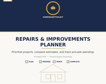 Home Repair Planner Printable | Pre-Sale Improvements Tracker | Contractor Estimate Organizer | Digital Download