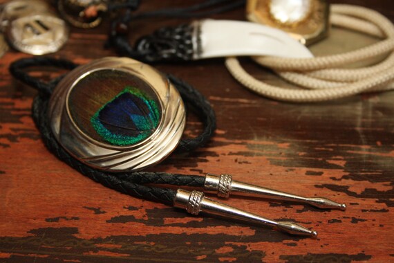 Vintage Peacock Bolo Tie