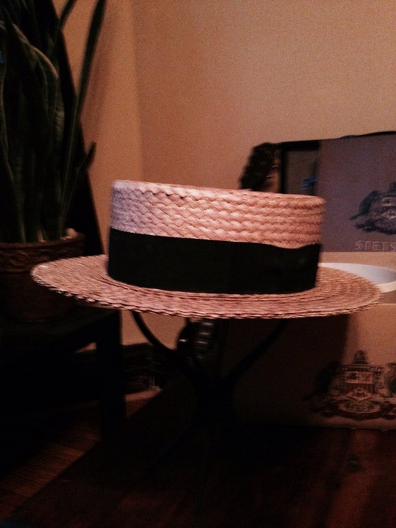 Vintage 1940s Mallory Boater Hat - Size 7 3/8 - Etsy display picture 1