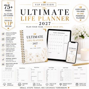Notion Lebensplaner Ultimative Vorlage 2027: Alles in einem minimalistischen Dashboard, ästhetischer digitaler Planer, umfassende Lebensdatenbank
