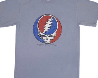 Grateful Dead Steal Your Face Shirt, Distressed Stealie | Dead & Co Short Sleeve Tee, Stonewashed, Grey - sizes S, M, L, XL, 2X, 3X, 4X, 5X