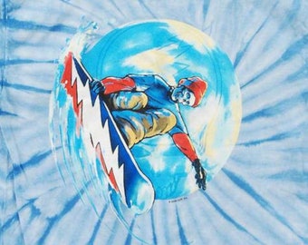 Grateful Dead Snow Board Long Sleeve Shirt, Snowboarder Skeleton Tie Dye | Winter, 13 Point Lightning Bolt, Skull and Roses, Unisex
