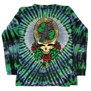 Grateful Dead Shamrock Bolt Tie Dye Long Sleeve, Irish Steal Your Face T Shirt | Celtic, St Patrick’s Day, Green - Long or Short Sleeve