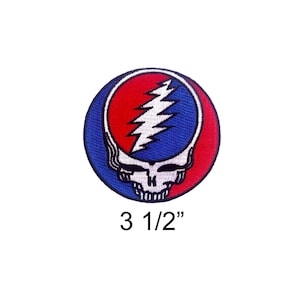 Grateful Dead Patch Steal Your Face - Medium 3 1/2” | Embroidered, Deadhead, Lightning Bolt, Classic Stealie Patch