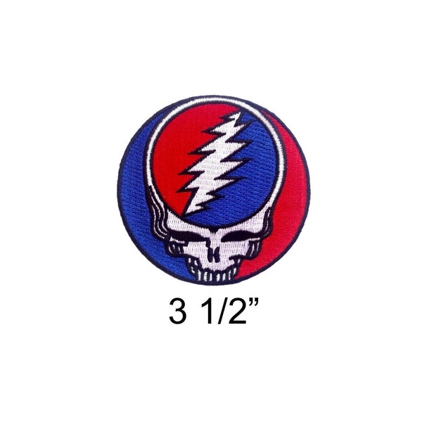 Grateful Dead Patch Steal Your Face - Medium 3 1/2” | Embroidered, Deadhead, Lightning Bolt, Classic Stealie Patch