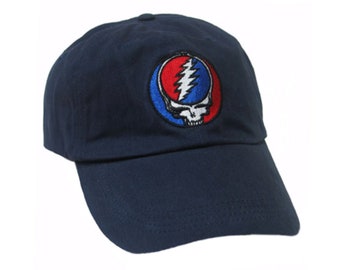 Grateful Dead Hat, Steal Your Face, Ball Cap, Embroidered, Stealie, SYF, Classic, Blue