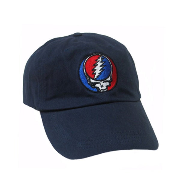 Grateful Dead Hat, Steal Your Face, Ball Cap, Embroidered, Stealie, SYF, Classic, Blue