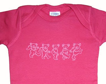 Grateful Dead Dancing Bears Baby Onesie, Infant One Piece | Deadhead first outfit, Romper, Blue & Pink