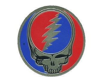 Grateful Dead Metal Steal Your Face Sticker, SYF Lightning Bolt Metal Emblem, Stealie Decal  | Vintage Dead,Sizes - small, medium, and large