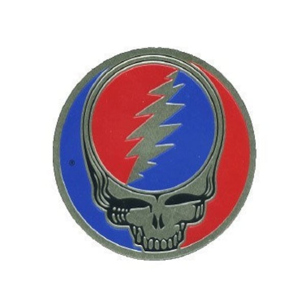 Grateful Dead Metal Steal Your Face Sticker, SYF Lightning Bolt Metal Emblem, Stealie Decal  | Vintage Dead,Sizes - small, medium, and large