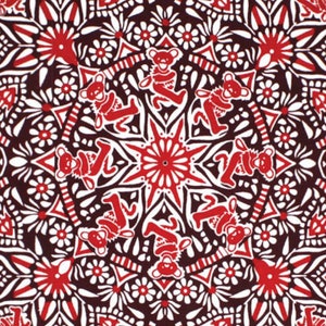 Bandana fleur d'ours mort reconnaissant, bandana mandala rouge ours dansants