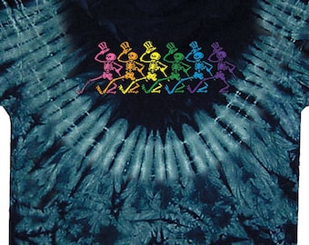 Grateful Dead Dancing Skeletons Tie Dye Shirt | Rainbow, Psychedelic, Unisex, Tee