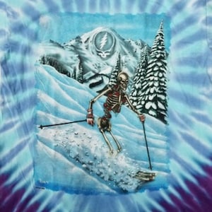 Grateful Dead Ski Tie Dye Shirt, Skeleton Skier Tee | Vintage Dead, Skiing, Mountain, Steal Your Face, Unisex - Short Sleeve or Long Sleeve