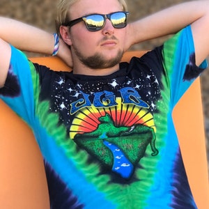 Jerry Garcia Tie Dye Shirt, Cats Under the Stars T Shirt | Grateful Dead Tee, JGB, Jerry Hand, 13 Point Bolt