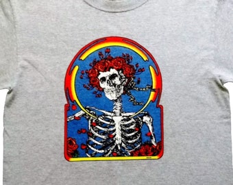 Grateful Dead Skull and Roses Shirt, Classic Bertha Tee | Grateful Dead Album, Mouse Kelley, Vintage Dead, Unisex, Short Sleeve, Grey