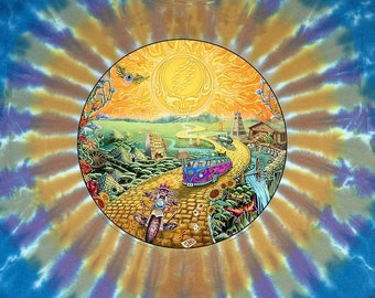 Grateful Dead Golden Road Tie Dye Shirt, Fare Thee Well Tee | Steal Your Face, Psycle Sam, Motorcycle, Van, Terrapin, Roses