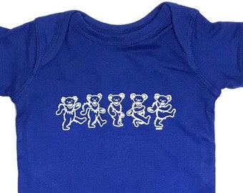 Grateful Dead Dancing Bears Baby Onesie, Infant One Piece | Deadhead first outfit, Romper, Blue & Pink