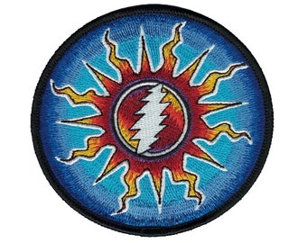 Grateful Dead Sunshine Lightning Patch, Dead and Co Summer Bolt Patch | 13 Point Bolt, Trippy, Embroidered, Applique, Iron On