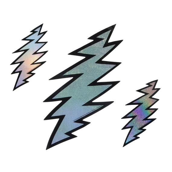 Holographic Silver Glitter Bolt Grateful Dead Sticker | Sparkle
