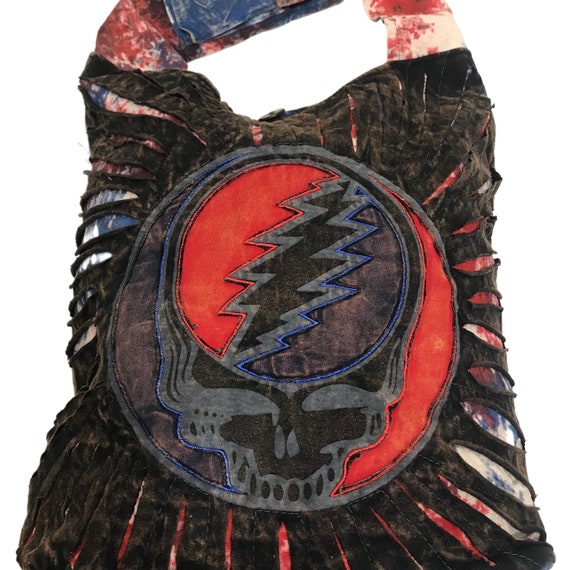 Grateful Dead Cotton Stonewash Razor Cut Backpack tie dyed back Stealie Tie Dye Buy Grateful Dead Tote Bag, Steal Your Face Tie Dye Baba Bag  main image 3