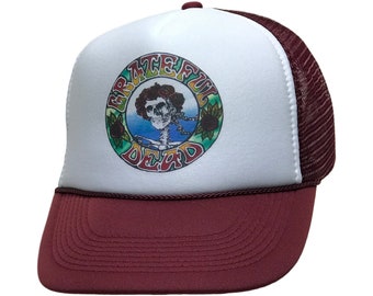 Grateful Dead Skull & Roses Trucker Cap, Grateful Dead Bertha Trucker Hat | Colors - Green, Blue, Maroon, Yellow, Orange, Pink, Black