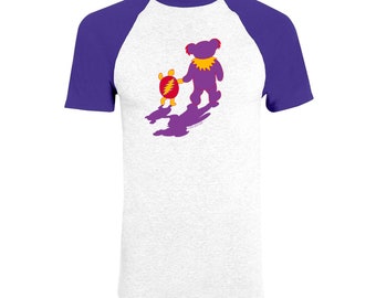 Dead & Company Terrapin and Bear Raglan Shirt, Grateful Dead Tee, Unisex Purple Jersey | Mens Womens Vintage Dead Limited Edition