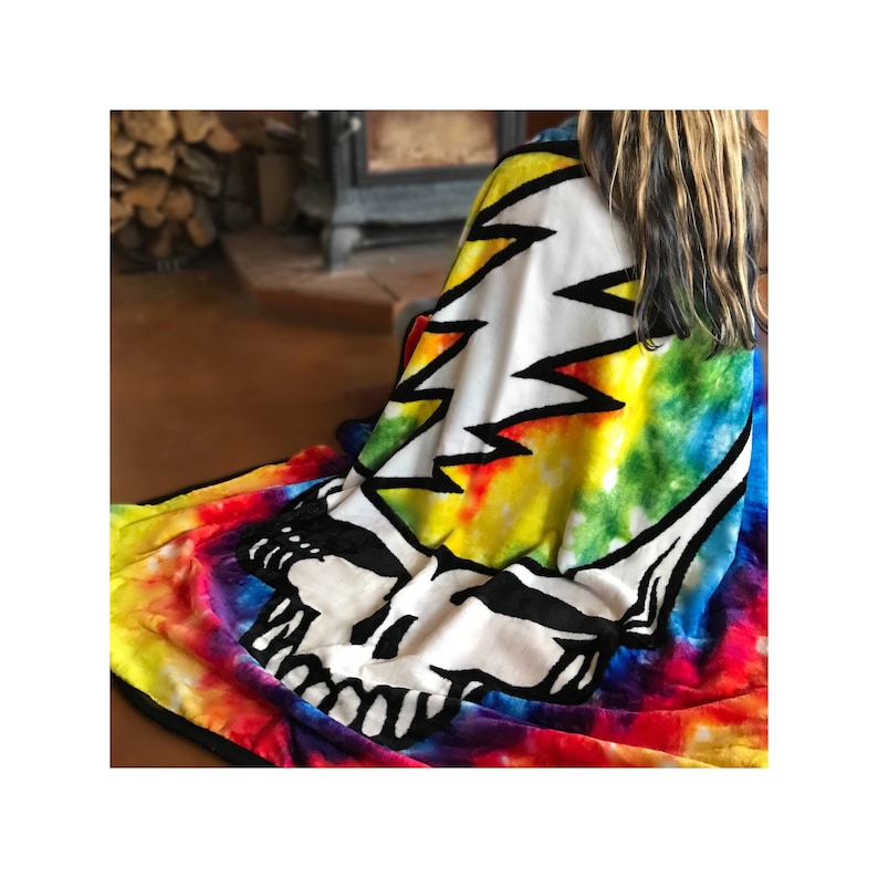 Grateful Dead Blanket Steal Your Face Tie Dye Fleece Throw Etsy