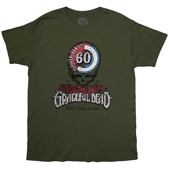 Grateful Dead 60TH ANNIVERSARY Stealie Roses Green Shirt - GD60