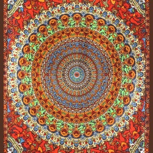 Grateful Dead Tapestry, Bear Mandala, Dancing Bears, Psychedelic, 3D, Cotton, Wall Hanging, Large image 5