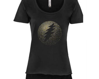 Dead & Company Las Vegas Sphere Shirt, Women’s Sphere Bolt Metallic Scoop Top, Black | Grateful Dead, Bob Weir, Vintage Dead