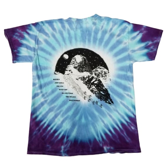 Grateful Dead Vintage Liquid Blue Tie Dye Uncle Sam Skeleton T-Shirt Mens Medium
