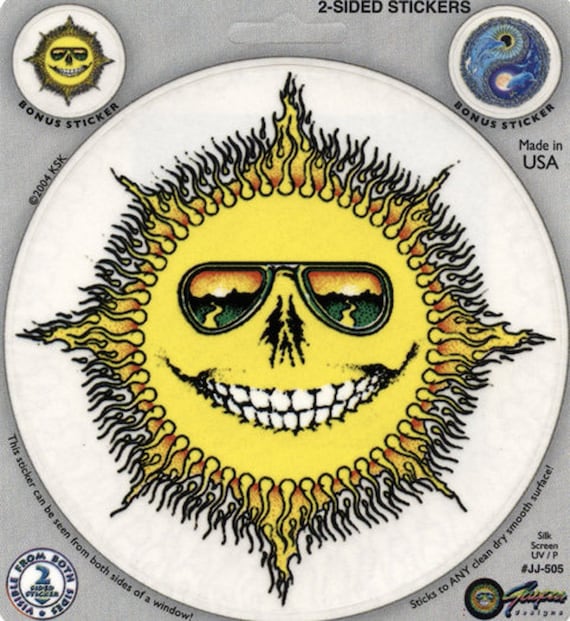Grateful Dead Smiling Skeleton Sun Sticker, Window Decal