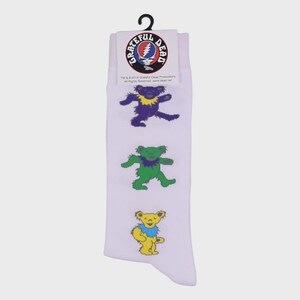 Grateful Dead Bears Women’s Socks, White Dancing Bears, Deadhead Rainbow socks | Grateful Dead Gift zdjęcie 2