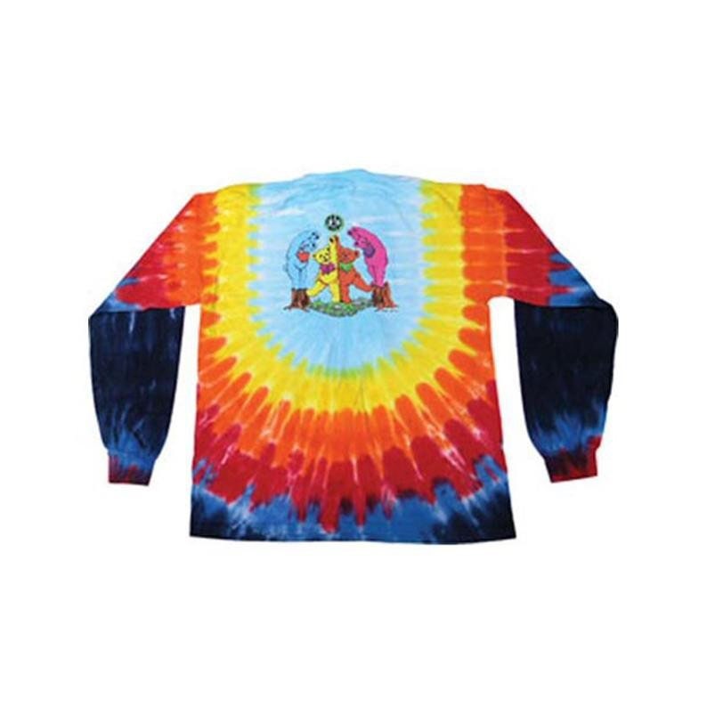 Grateful Dead Dancing Bears Tie Dye Long Sleeve Shirt, Bears in the Woods Jerry Bear, Peace, Rainbow, Unisex image 4