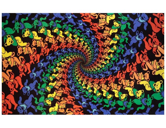 Grateful Dead Tapestry Rainbow Dancing Bears Wall Hanging Psychedelic Spiral Bears 3D Cotton Large Etsy UK