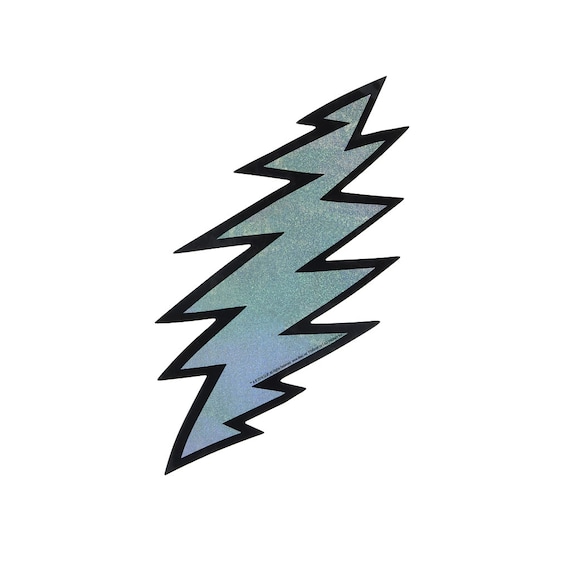Holographic Silver Glitter Bolt Grateful Dead Sticker | Sparkle