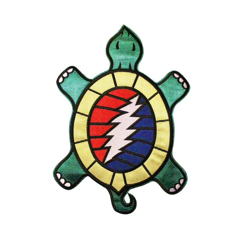 Oversized 13 Point Turtle Terrapin Lightning Bolt Embroidered Grateful Dead Extra Large Patch Iron On Back Patch