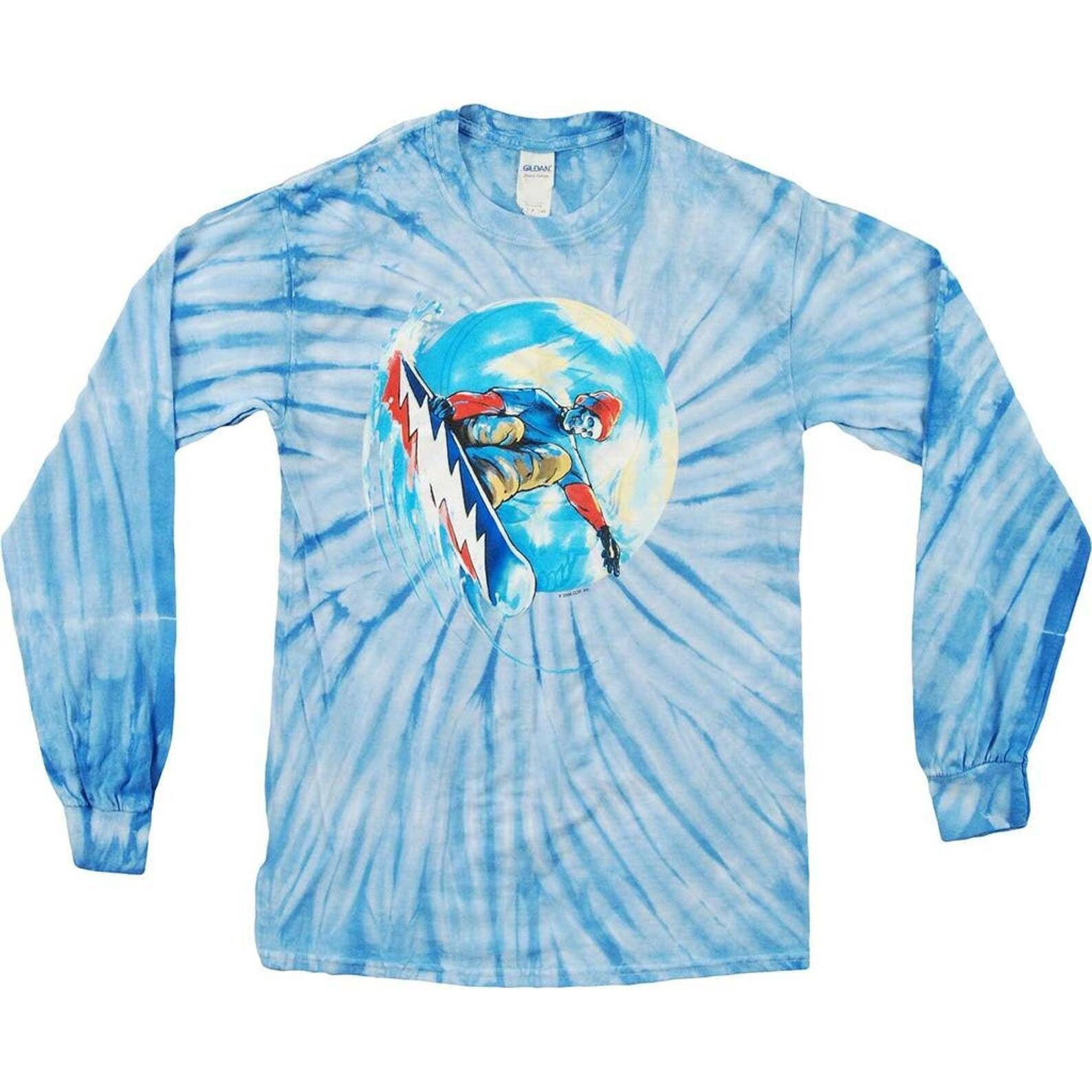 Grateful Dead Snow Board Long Sleeve Shirt, Snowboarder Skeleton 