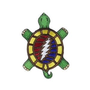 Grateful Dead Terrapin Bolt Patch, 13 Point Lightning Bolt, Turtle, Iron On, Embroidered
