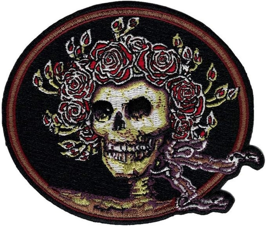 Rses Patch Grateful Dead Skull and Roses Patch, Bertha Oval Patch Embroidered ...