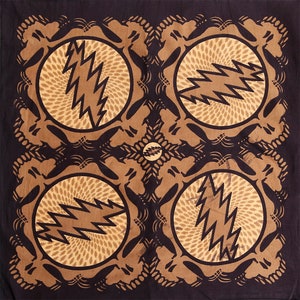Steal Your Face Grateful Dead Bandana, Grateful Dead Spin Your Face Stealie Bandana | Colors - Tan, Slate, Blue, Aqua